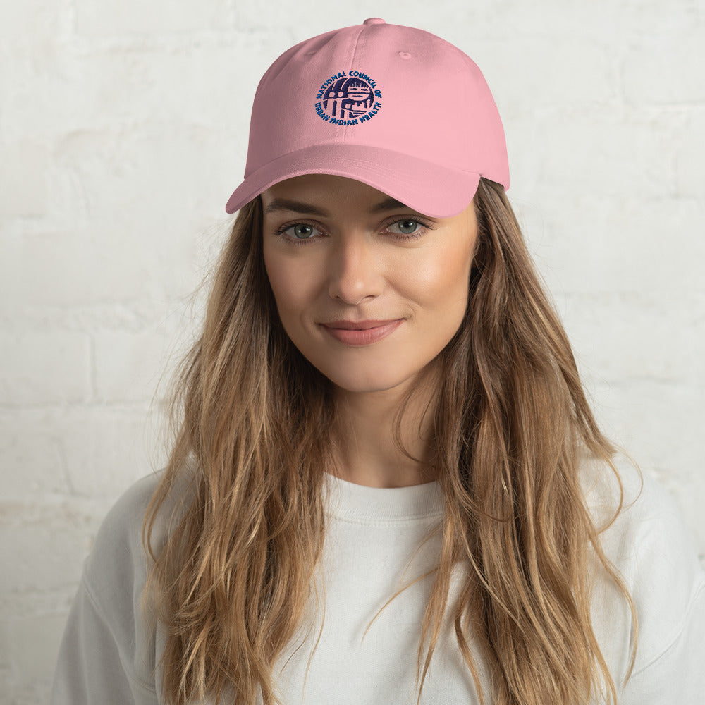 Hat with blue logo
